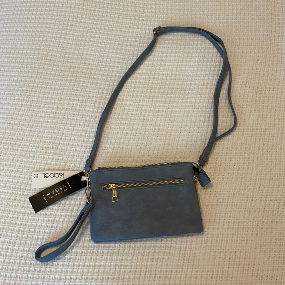 Isabelle blue leather cross body. New with tags